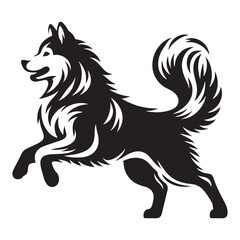 Energetic Siberian Husky digital black silhouette, embodying its unique and appealing features - Siberian Husky silhouette - Siberian Husky Vector - Silhouette of Siberian Husky - dog silhouette

