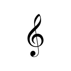 Musical clef or G-clef symbol. Black treble G clef vector icon