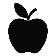 Black Apple Silhouette Vector Icon