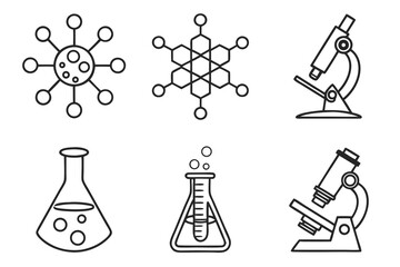 Science and laboratory icons isolated on white background