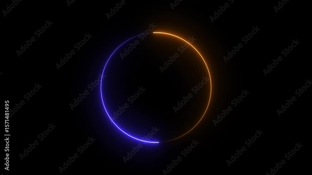Poster neon light circle frame loading icon background animation in retro style 4k video animation.