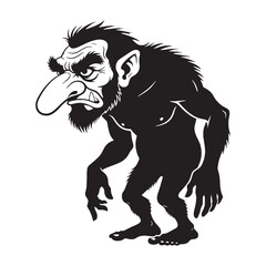Pure Troll digital black form, offering a clean, distinct graphic for multiple designs - Troll silhouette - Troll Vector - Silhouette of Troll 