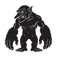 Modern Troll digital black silhouette, featuring clean, contemporary design lines - Troll silhouette - Troll Vector - Silhouette of Troll