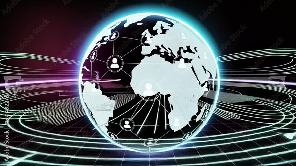 Poster digital network connecting people around the world with technology interface
