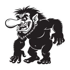 Obraz premium Essential Troll creature digital black graphic, a powerful tool for various endeavors - Troll silhouette - Troll Vector - Silhouette of Troll
