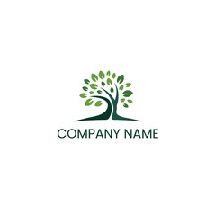 Green tree logo for company branding and nature-related businesses.