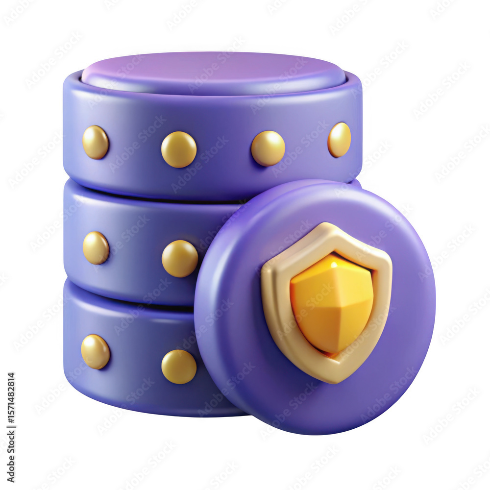Poster secure data storage icon with shield symbol isolated on transparent background
