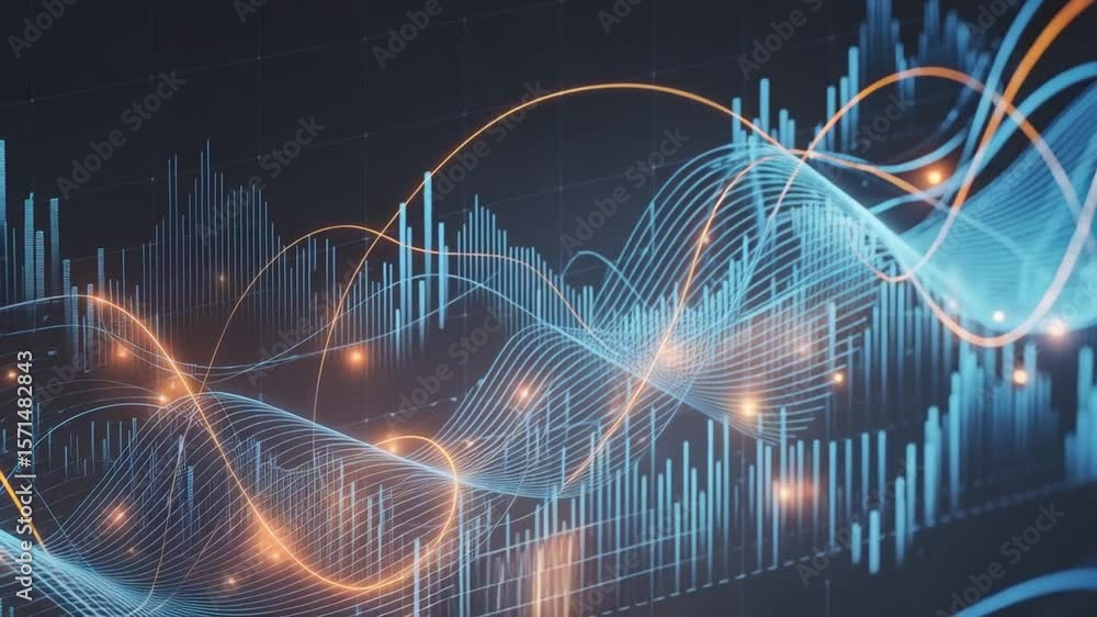 Aufkleber glowing data analysis lines showcase financial analytics and business growth.