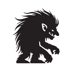 Authentic Troll mythical digital black visual, accurately portraying this legendary being - Troll silhouette - Troll Vector - Silhouette of Troll
