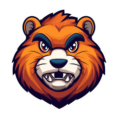 Obraz premium Fierce Orange Bear Mascot Head: Vector Illustration for Logos, Branding, and Gaming