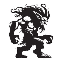 Recognizable Troll digital black vector, representing the creature's unforgettable appearance - Troll silhouette - Troll Vector - Silhouette of Troll - folklore vector

