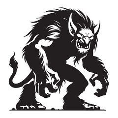 Brutal Troll digital black silhouette, embodying its raw and powerful features - Troll silhouette - Troll Vector - Silhouette of Troll - beast silhouette

