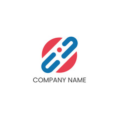 Abstract Chain Link Logo with Red Circle and Company Name