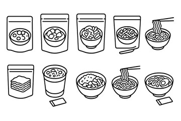 Food and cooking line icon set. kitchen, meal, ingredients line design collection