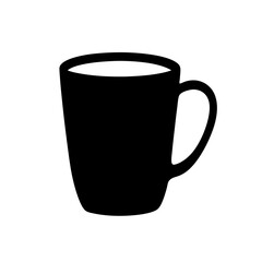 Silhouette of a simple elegant coffee mug with liquid on white background