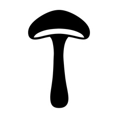 Simple Mushroom Icon Illustration with Black Silhouette on a White Background