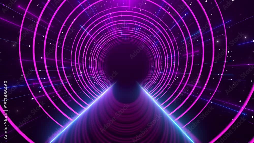 Poster abstract technology background glitter particle motion cyber space. shape tunnel speed of light in g