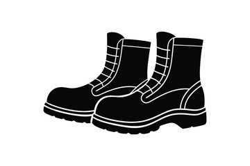 Silhouette design illustration of construction worker boots.eps