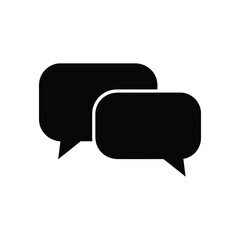 Two black speech bubbles are isolated on white background, symbolizing conversation and communication