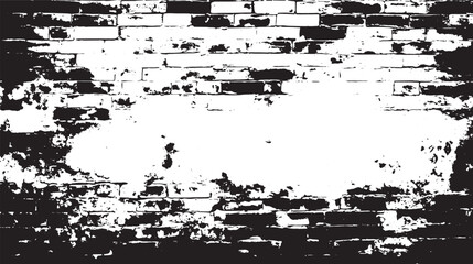 Monochrome brick wall with a large white area in the center and black distressed edges and corners