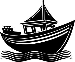 silhouette of a boat