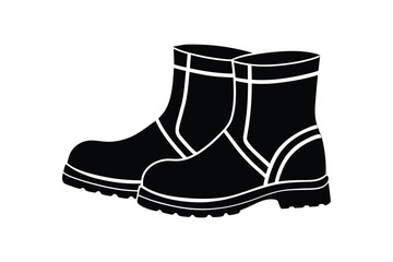 Silhouette design illustration of oil rig boots with grip soles.eps
