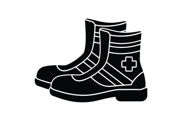 Silhouette design illustration of paramedic boots with ankle support.eps