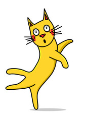 Illustration of a dancing cat surprise
