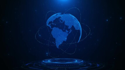 Cyber security and computer data protection padlock symbols over world map. 3D technology concept. Worldwide Global business technology, digital connectivity, innovation, international business, - Powered by Adobe