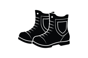 Silhouette design illustration of riot control boots with shielded toes.eps