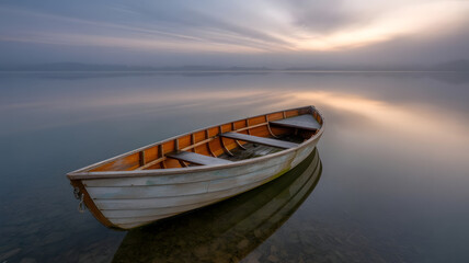 Fototapeta premium old boat on the lake