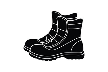 Silhouette design illustration of snow rescue boots.eps