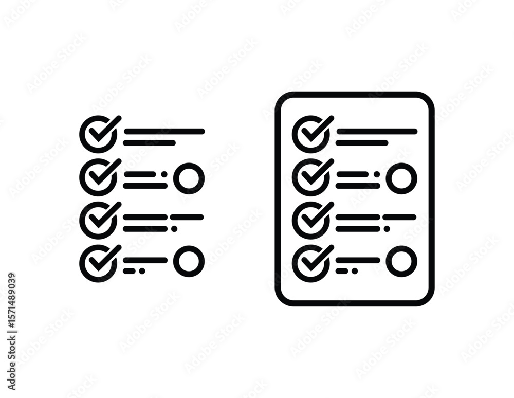 Poster checklist with tick marks and circles isolated on white background