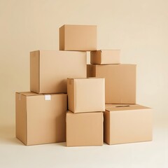 Brown Cardboard Boxes Stacked Together