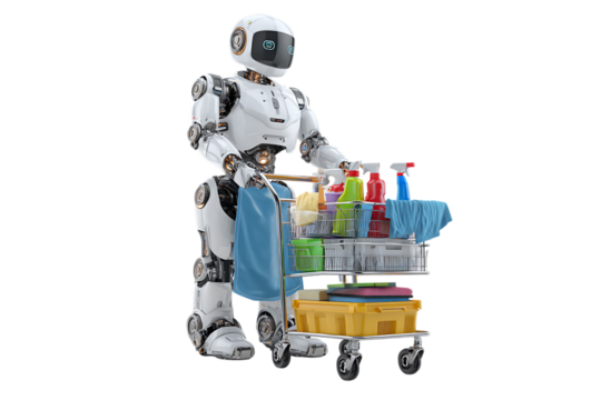 Robot cleaning service, AI technology.