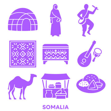 vector isolated purple color somalia traditional cultural symbols