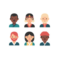 Diverse Portraits A Collection of Multicultural People Icons