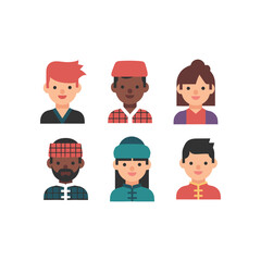 Diverse Cultural Portraits in Flat Style