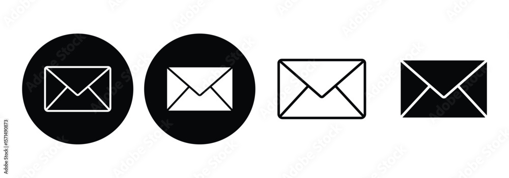 Poster set of mail envelope icon. mail symbol collection. e-mail icon, sign of an incoming unopened message