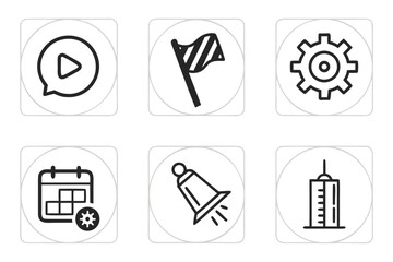 Simple black and white icons isolated on white background