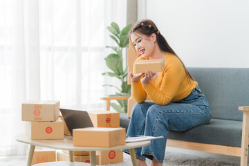 Portrait of young female business owner stress while working at home.