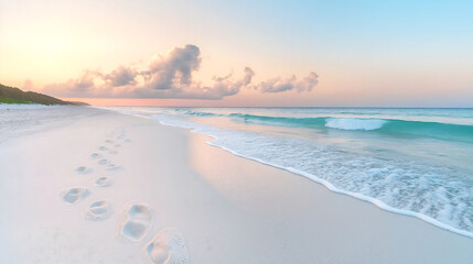 beach view with gentle waves of ocean summer background with ample copyspace
