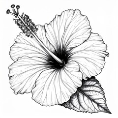 Black And White Hibiscus Flower Closeup