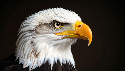 Fototapeta premium Majestic Bald Eagle Close-Up with Dramatic Lighting