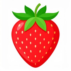 Ripe Red Strawberry With Green Leaves On White