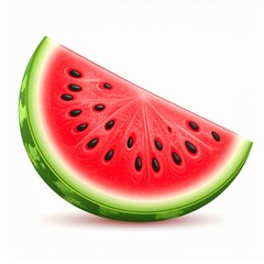 Ripe Red Watermelon Slice Isolated On White