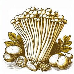 Golden Enoki And Button Mushrooms With Parsley