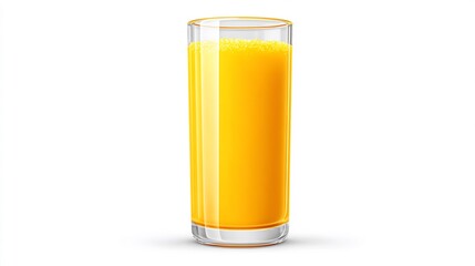 Realistic mango juice in a tall glass with pulp texture vibrant yellow orange color isolated on plain background hyper realistic rendering with no shadows cut out on isolated transparent background