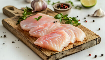 Fillet of fish on a kitchen board