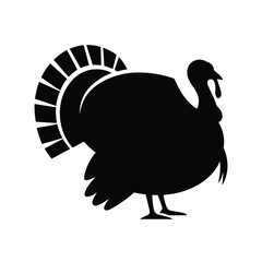 Black Silhouette Thanksgiving Turkey Icon Illustration